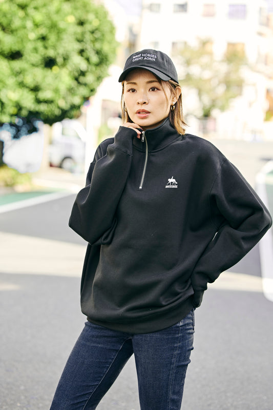 DRESSAGE/SHOW JUMPING loose fit half zip sweatshirt (fleece lining)