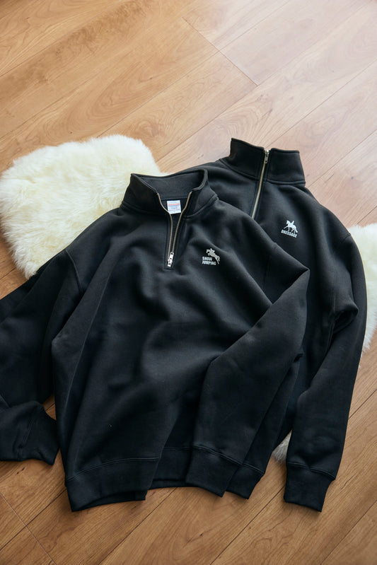 DRESSAGE/SHOW JUMPING loose fit half zip sweatshirt (fleece lining)