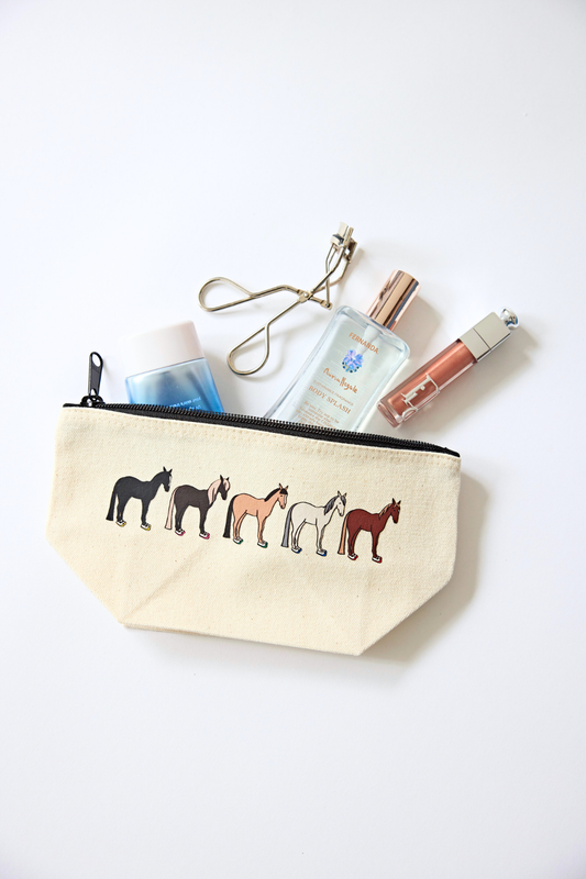 pouch｜うわばきをはいた馬たちの舟形ポーチ