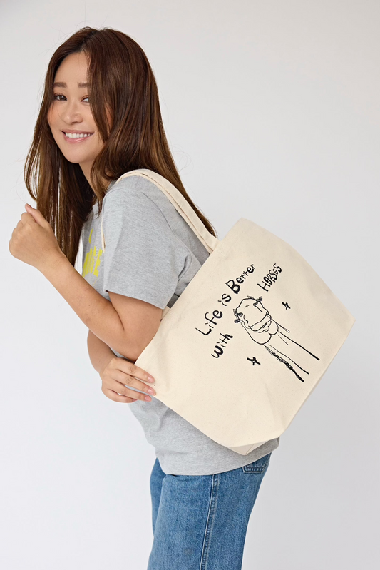 Life is Better With Horses 〜キャンバスワイドトートバッグ