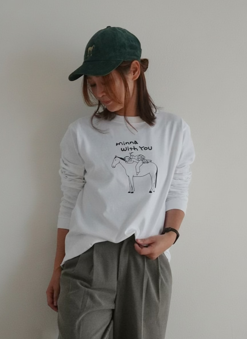 cap｜うわばきをはいた馬のコーデュロイ刺繍CAP